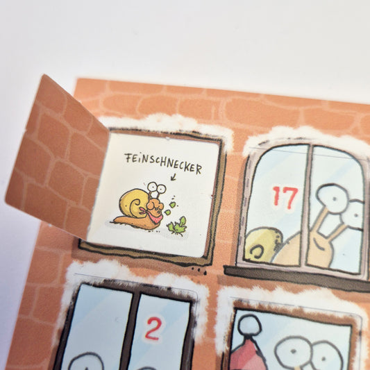 Schnecken Adventskalender NEU 2026, Postkarte DIN A6