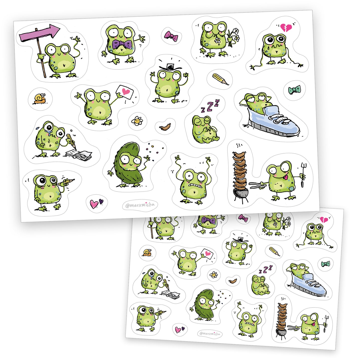 2 Froschlinge-Stickerbögen groß & klein