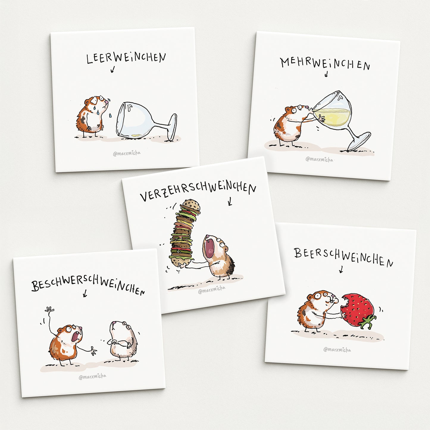 Meerschweinchen Kühlschrankmagnete-Set, 5 Stück