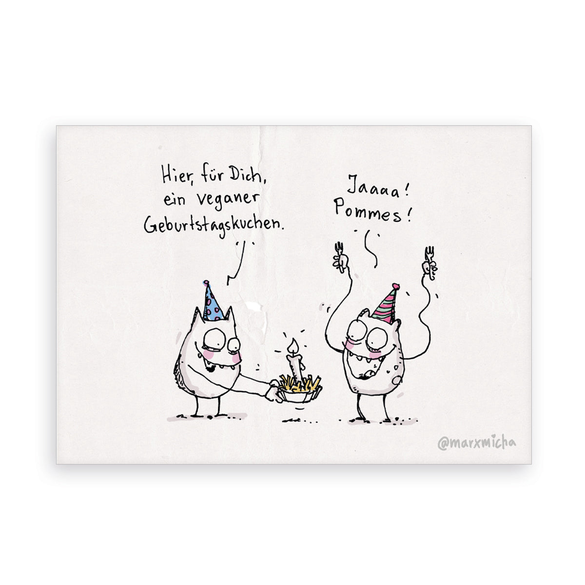 Postkarte „Veganer Geburtstagskuchen“