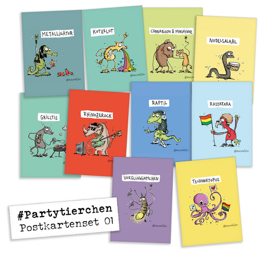 „Partytierchen” Postkartenset 01