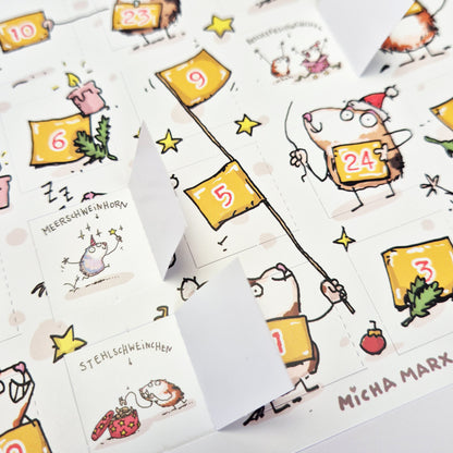 Meerschweinchen Adventskalender, Karte DIN A5
