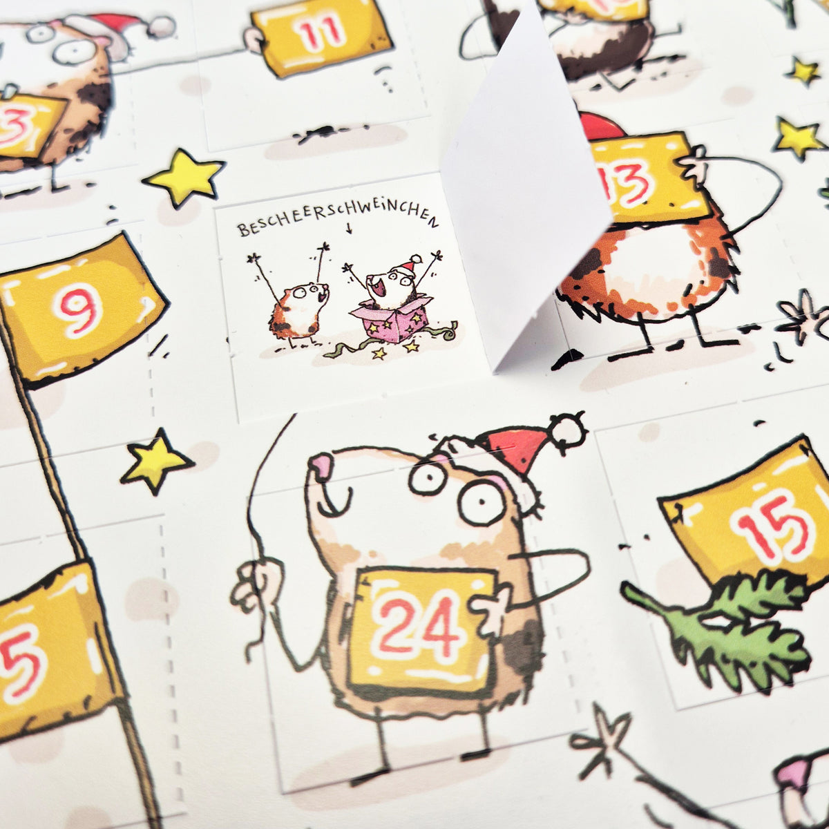 Meerschweinchen Adventskalender, Karte DIN A5