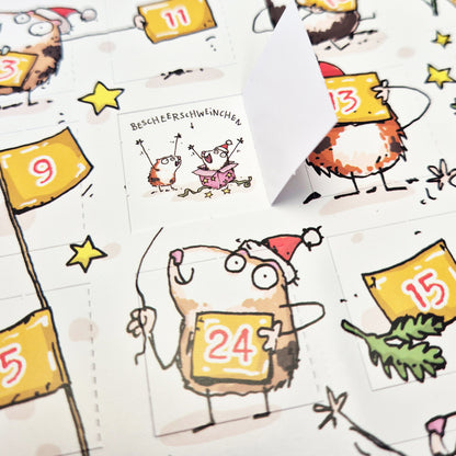 Meerschweinchen Adventskalender, Karte DIN A5