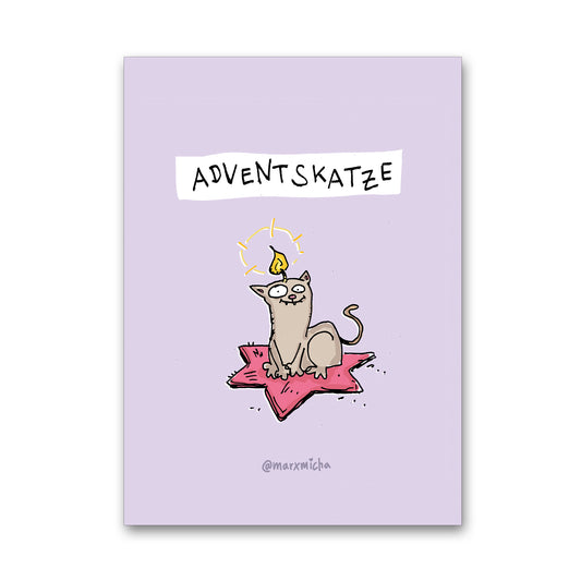 Weihnachtspostkarte Adventskatze