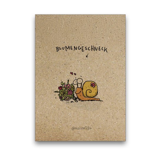 Graspapier-Postkarte "Blumengeschneck"