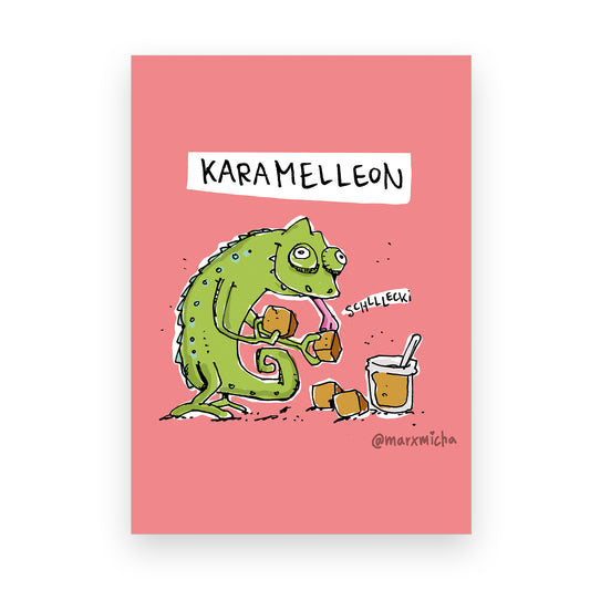 Weihnachtspostkarte Karamelleon