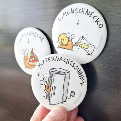 Leckere Schnecken Kühlschrankmagnete Set, 3 Stück