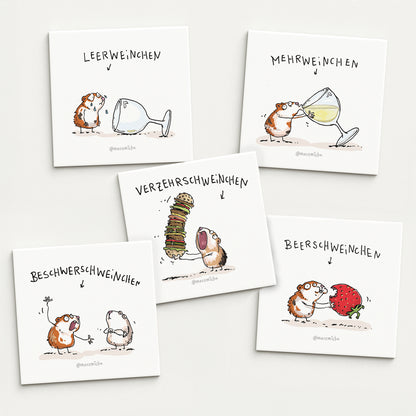 Meerschweinchen Kühlschrankmagnete-Set, 5 Stück
