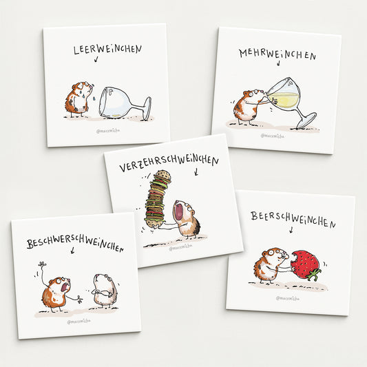 Meerschweinchen Kühlschrankmagnete-Set, 5 Stück