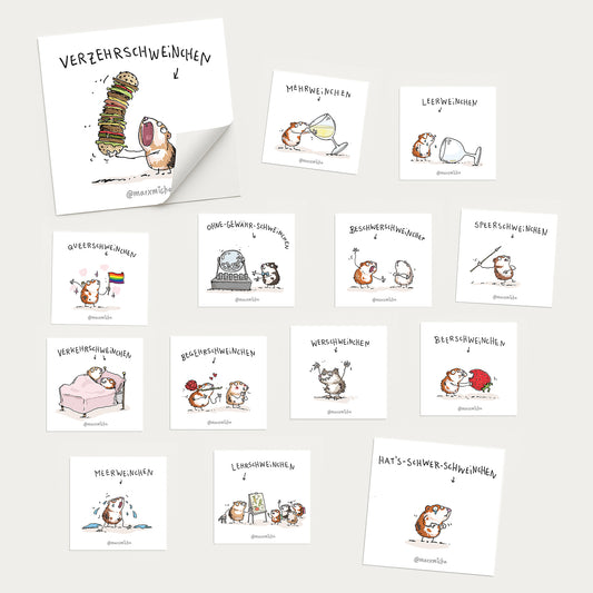 Meerschweinchen Stickerset