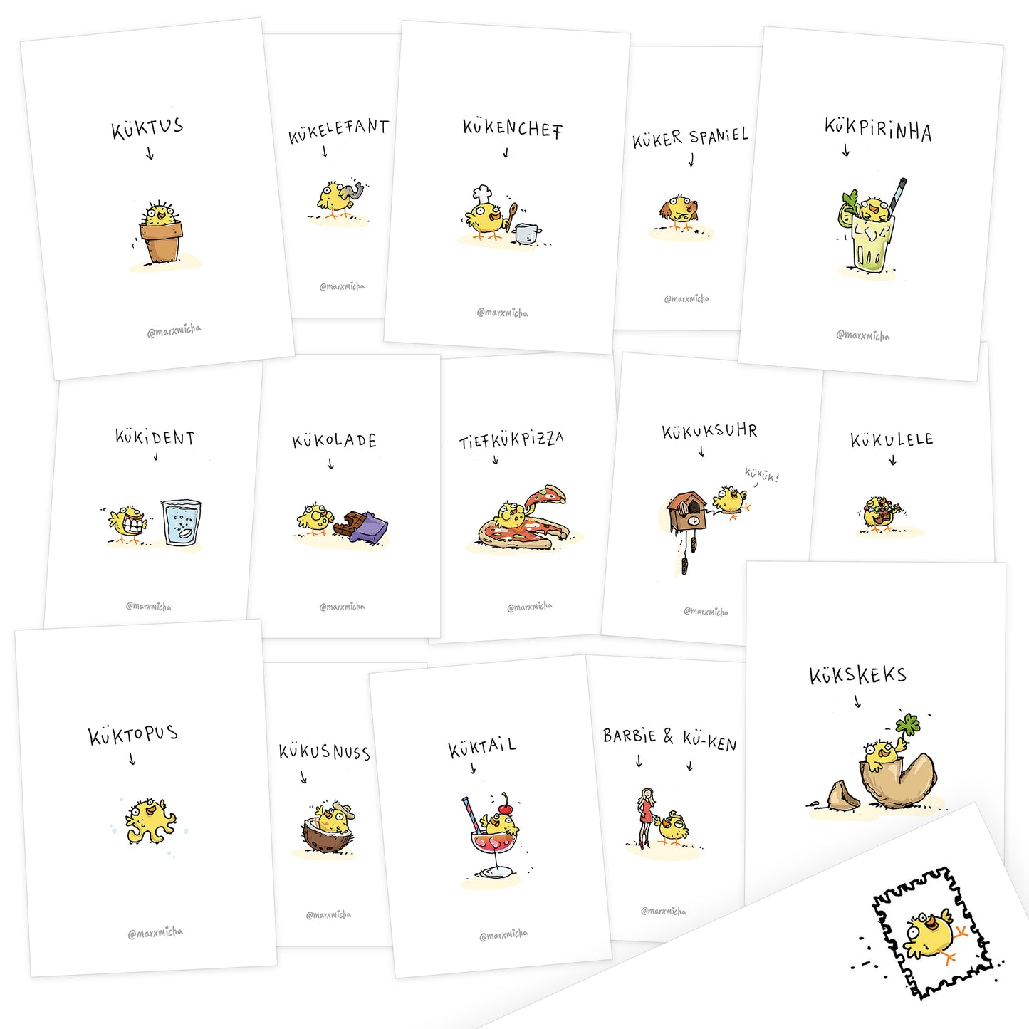 Küken Osterpostkarten Set, 15 Stück