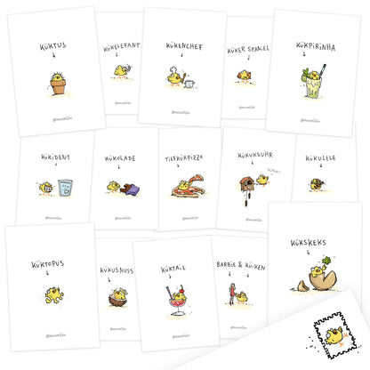 Küken Osterpostkarten Set, 15 Stück