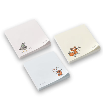 Haftnotizen 3er Set: Taube, Garnele, Fuchs