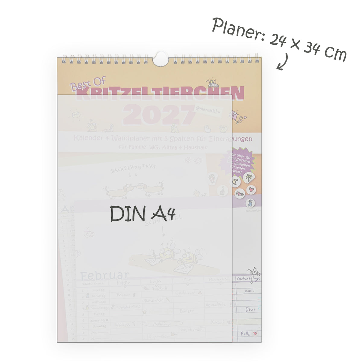 Best Of Kritzeltierchen Wandplaner inkl. Stickerbogen