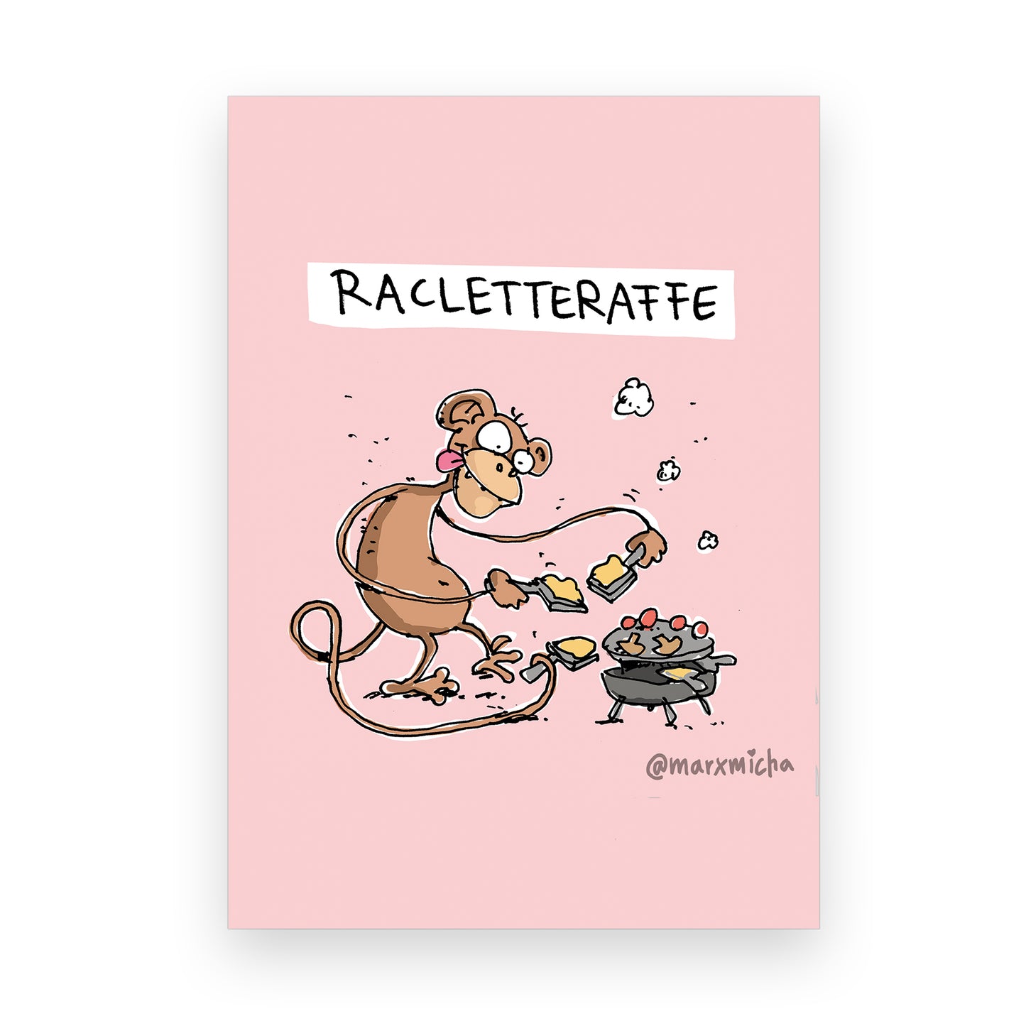 Weihnachtspostkarte Racletteraffe