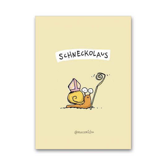 Weihnachtspostkarte Schneckolaus