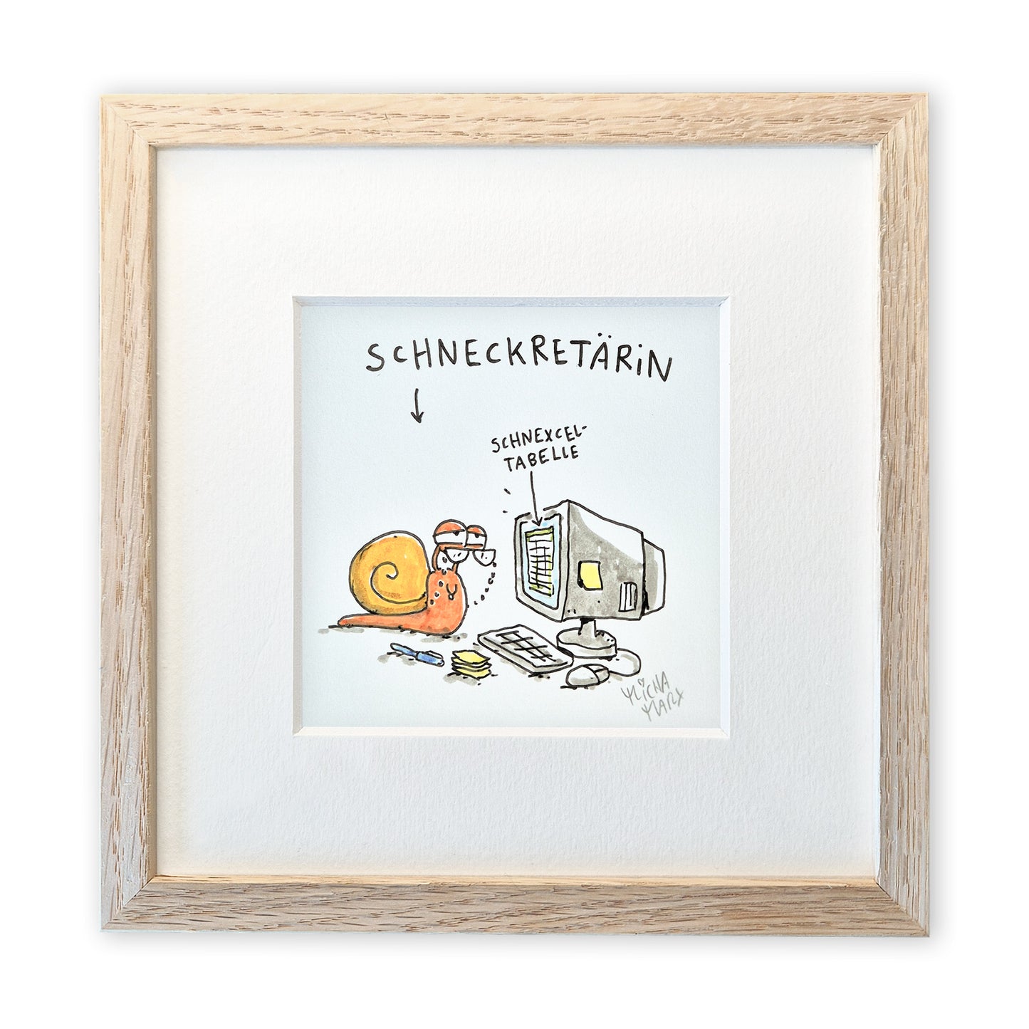Originalzeichnung „Schneckretärin“