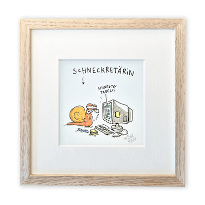 Originalzeichnung „Schneckretärin“