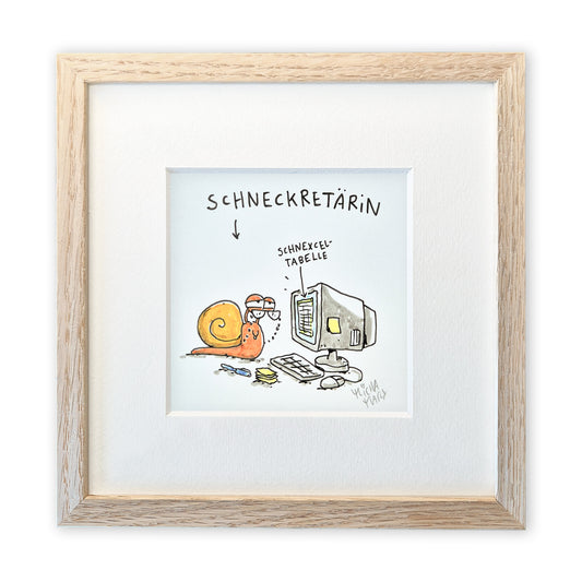 Originalzeichnung „Schneckretärin“