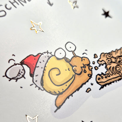 Weihnachtspostkarte Schneckulatius