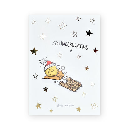 Weihnachtspostkarte Schneckulatius
