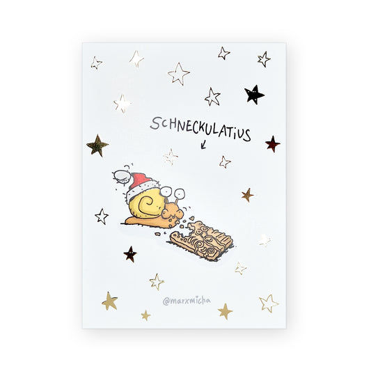 Weihnachtspostkarte Schneckulatius