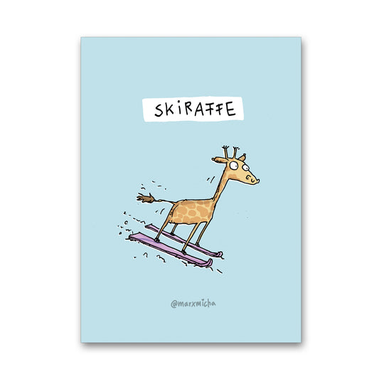 Postkarte Skiraffe