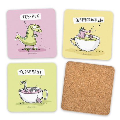 Untersetzer Set Tee-Tiere, 3 Stück
