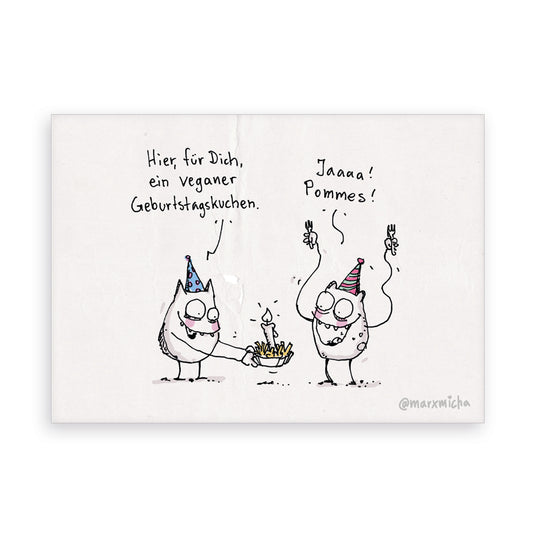 Postkarte „Veganer Geburtstagskuchen“
