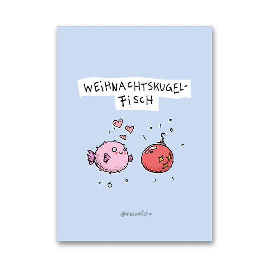 Weihnachtspostkarte Weihnachtskugelfisch