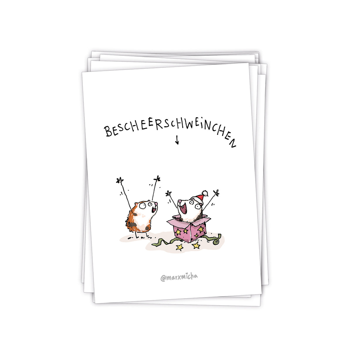 Weihnachts-Meerschweinchen Postkartenset, 10 Stück