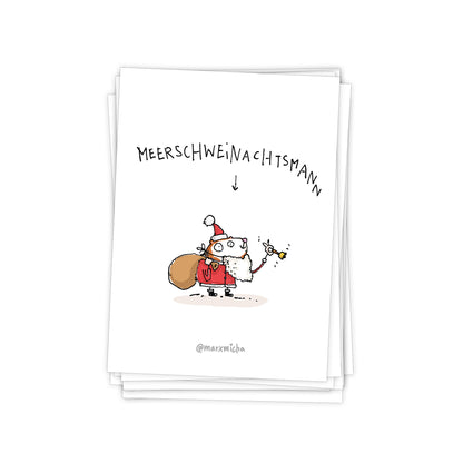 Weihnachts-Meerschweinchen Postkartenset, 10 Stück