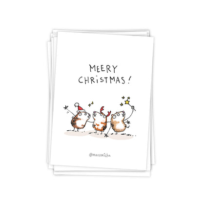 Weihnachts-Meerschweinchen Postkartenset, 10 Stück