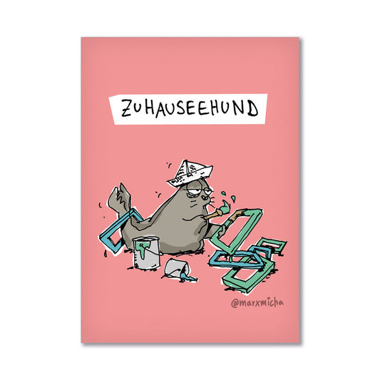 Postkarte Zuhauseehund